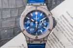 H6 Replica Hublot Big Bang 7750 Chronograph Blue Dial Diamond Pave Case 44 MM Automatic Watch